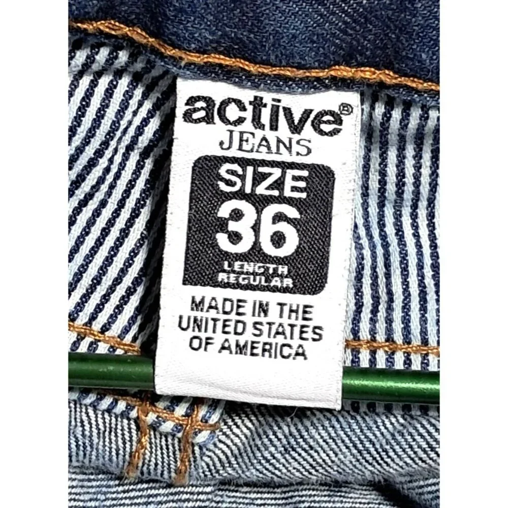 Churchill Jeans Mens Size 36 Dark Wash Button Fly Regular Straight Fit Active US